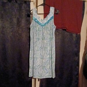 Paisley Print Chemise in Blue and Green